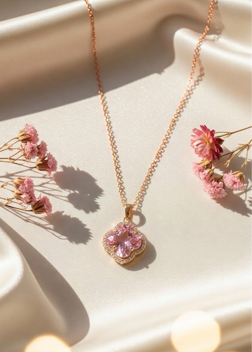 The pink clover necklace