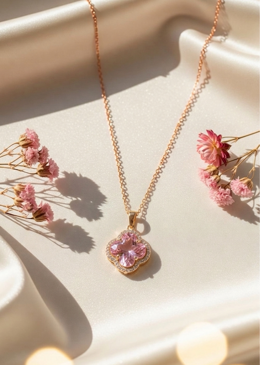 The pink clover necklace