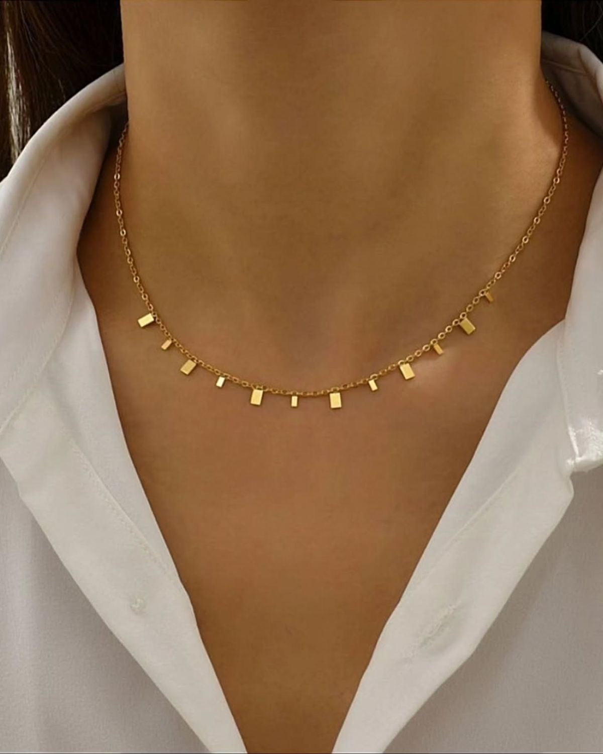 Rectangle charm necklace